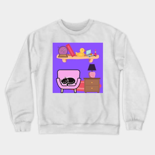 Kitty Korner Crewneck Sweatshirt by NerdySparkleGoth